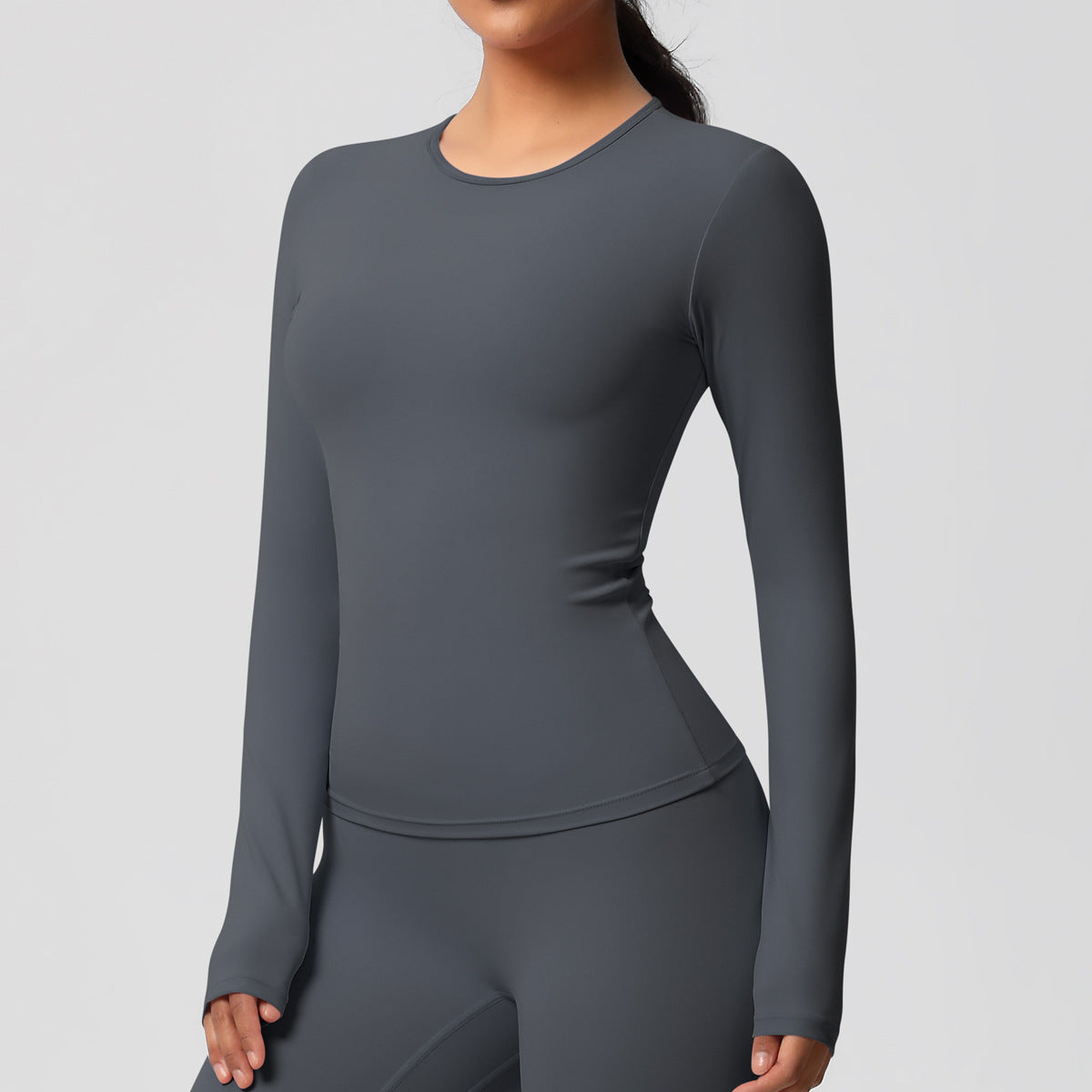 Yoga pants solid color long sleeved beautiful back sports short sleeved slim fit fitness pants set