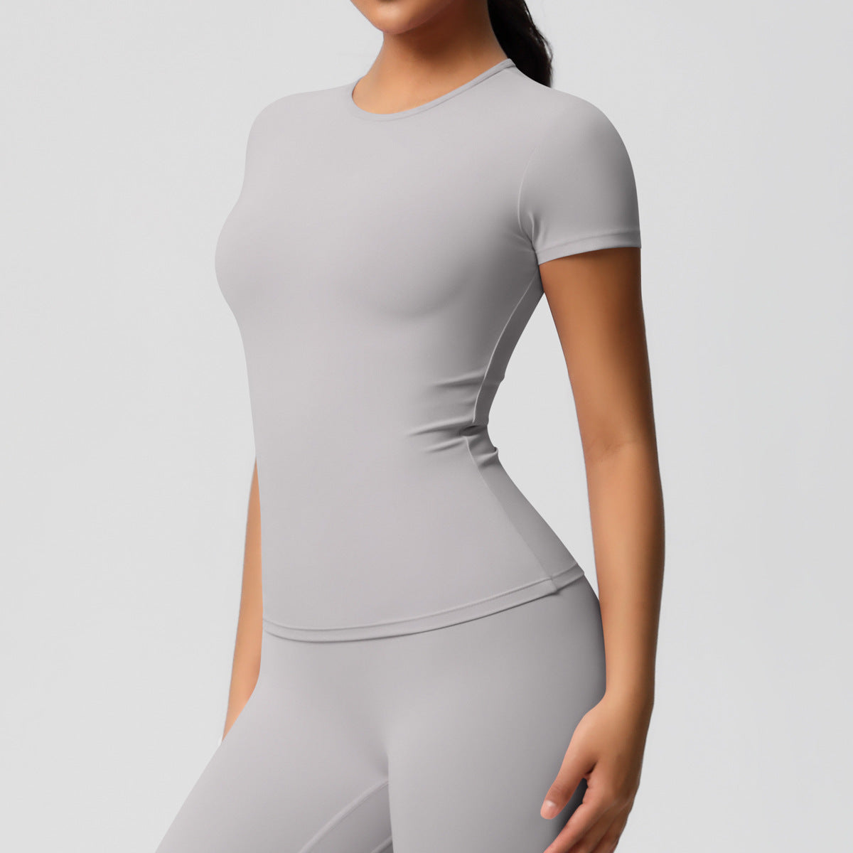 Yoga pants solid color long sleeved beautiful back sports short sleeved slim fit fitness pants set