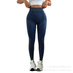 Back V Waist Peach Butt Sand Wash Yoga Pants for Women, Ribbed High Waist Lift-Up Fitness Tights