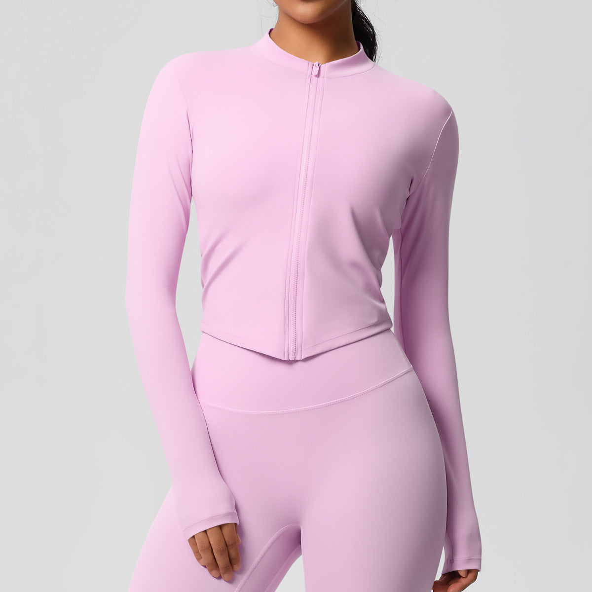 Yoga pants solid color long sleeved beautiful back sports short sleeved slim fit fitness pants set