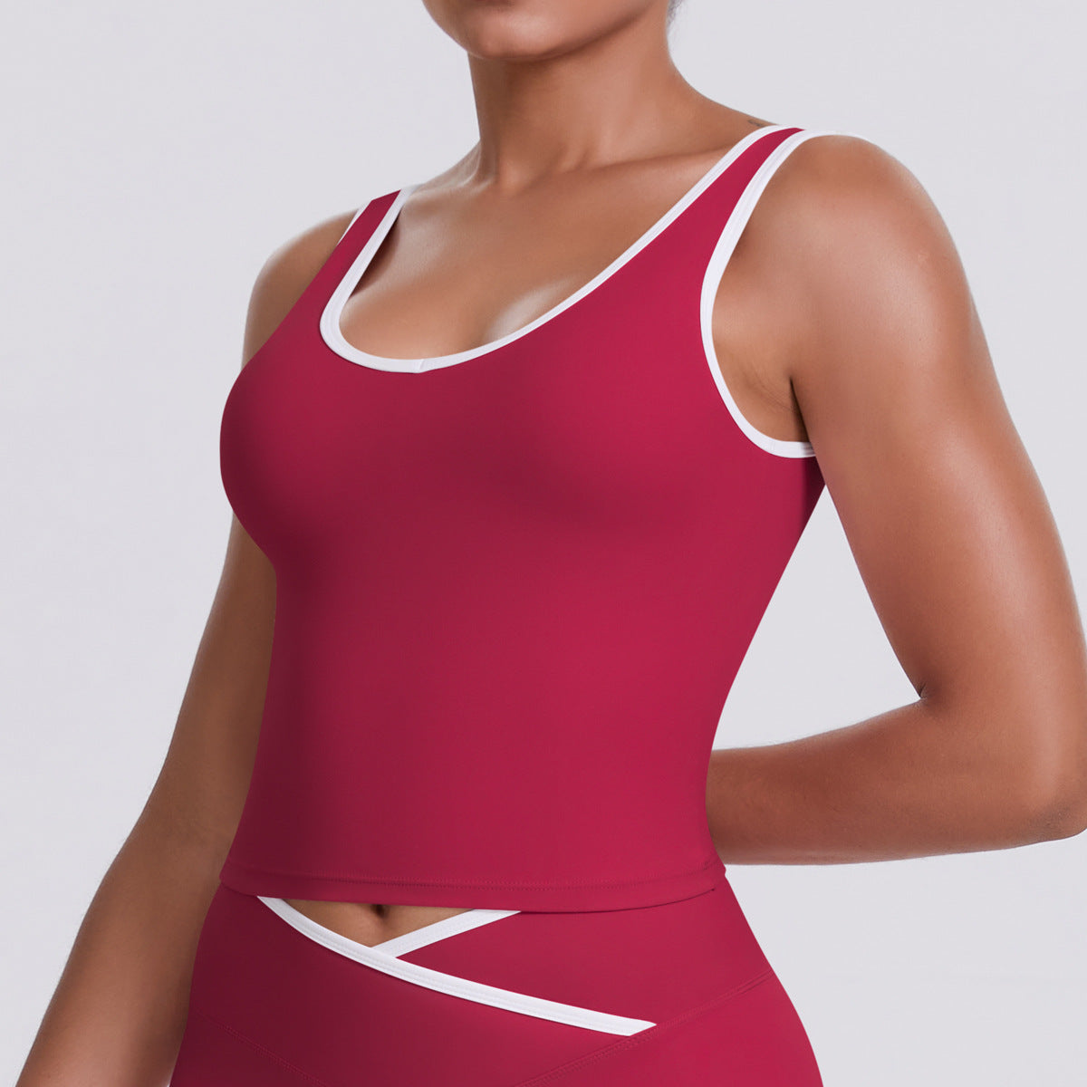 Naked tight yoga pants contrasting vest, sports bra crossed high waist wide leg pants women's sports and fitness pants