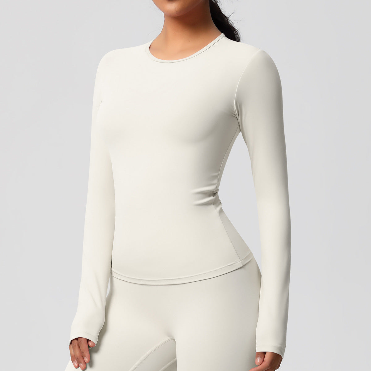 Yoga pants solid color long sleeved beautiful back sports short sleeved slim fit fitness pants set