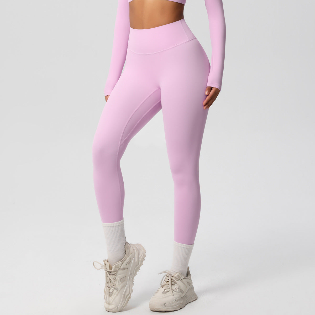 Yoga pants solid color long sleeved beautiful back sports short sleeved slim fit fitness pants set